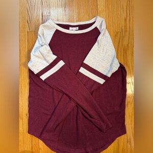 SO Brand Juniors Long Sleeve Shirt – Medium – Maroon & Cream – New, Never Worn